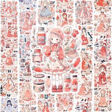 Nastro adesivo Washi 5 cm x 5 m (lunghezza modello 150 cm) Nastro adesivo per diario con ragazza carina a forma di cuore, Stile: Abbinamento quotidiano
