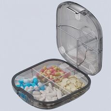 Mini organizer portatile multifunzionale per dispenser di pillole (nero trasparente)