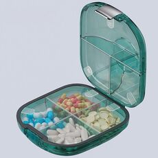 Mini organizer portatile multifunzionale per dispenser di pillole (verde trasparente)