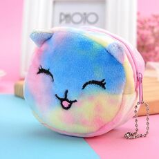 Mini borsa portatile colorata rotonda in peluche portamonete con rossetto e cavo dati, stile: coniglio