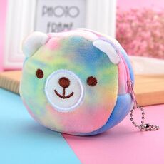 Mini borsa portatile colorata rotonda in peluche per portamonete, rossetto, cavo dati, stile: Bears