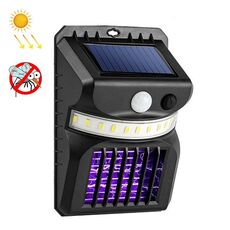 E-SMARTER W792 Lampada da parete solare a LED con luce viola Funzione di controllo delle zanzare Lampada da giardino per esterni con sensore intelligente umano, Specifica: Luce bianca