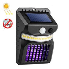 E-SMARTER W792 Lampada da parete solare a LED con luce viola Funzione di controllo delle zanzare Lampada da giardino per esterni con sensore intelligente umano, Specifica: Luce bianca+luce gialla