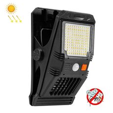 E-SMARTER W7104-1 Lampada da parete solare patch con clip Lampada antizanzare Sensore corpo portatile Luce da giardino esterna
