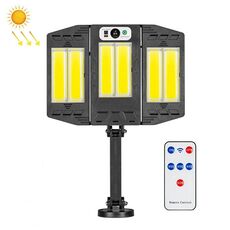 E-SMARTER W796-2 Lampada da parete per cortile a induzione solare Lampada da esterno intelligente con telecomando