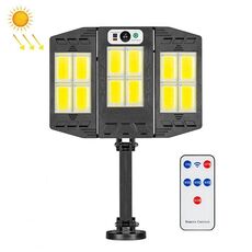 E-SMARTER W796-4 Lampada da parete per cortile a induzione solare Lampada da esterno intelligente con telecomando