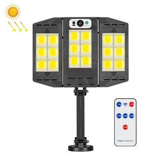 E-SMARTER W796-6 Lampada da parete per cortile a induzione solare Lampada da esterno intelligente con telecomando