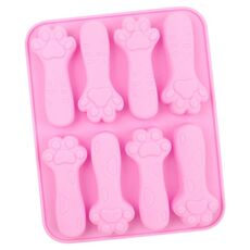 Stampo in silicone per dentizione del bambino, 8 griglie, artiglio di gatto, stampo per torte (rosa)