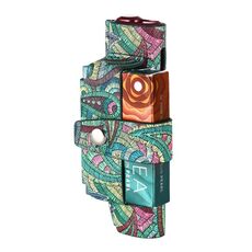 Per IQOS ILUMA i ONE Borsa di stoccaggio portatile in PU per sigarette elettroniche con fiori di anacardi (verde)