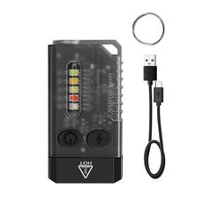 Portachiavi portatile V10 Mini torcia luminosa ricaricabile tramite USB (nero)