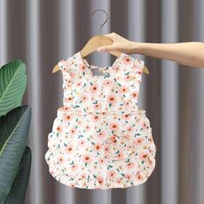 Bavaglini estivi senza maniche per bambini, vestiti reversibili a fiori, stile: girasole rosa (taglia: 90)