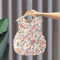 Bavaglini estivi senza maniche per bambini, vestiti reversibili a fiori, stile: ciliegia (taglia: 90)