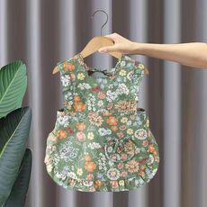 Bavaglini estivi senza maniche per bambini, vestiti reversibili per mangiare fiori, stile: fiore verde (taglia: 110)