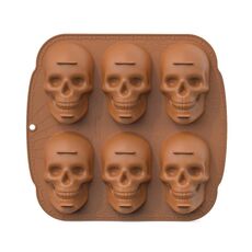 Stampo in silicone per Halloween con 6 teschi monofacciali (marrone)