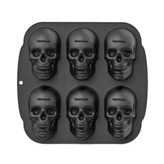 Stampo in silicone per Halloween con 6 teschi su un lato (nero)