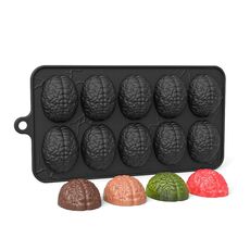 10 griglie cervello Halloween cioccolato stampo stampo per torta cervello fatto in casa stampi morbidi per caramelle fai da te (nero)