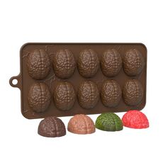 10 griglie cervello Halloween cioccolato stampo stampo per torta cervello fatto in casa stampi morbidi per caramelle fai da te (marrone)