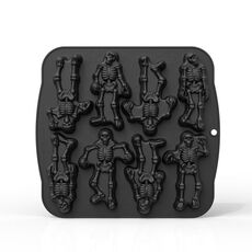 Stampo per torta a forma di teschio con 8 griglie, stampo in silicone per Halloween (nero)