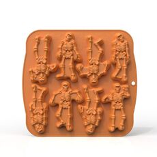 Stampo per torta con teschio a 8 griglie Stampo in silicone per Halloween (marrone)