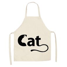 Cartone animato gatti coppia grembiule senza maniche in lino cucina mobili pulizia tuta, modello: W-01413 (68 x 55 cm)