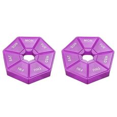 2 pezzi Portapillole settimanale portatile trasparente a prova di umidità con 7 griglie (viola)