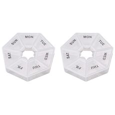 2 pezzi Portapillole settimanale portatile trasparente a prova di umidità con 7 griglie (bianco)
