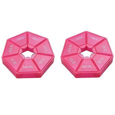 2 pezzi Portapillole settimanale portatile trasparente a prova di umidità con 7 griglie (rosa)