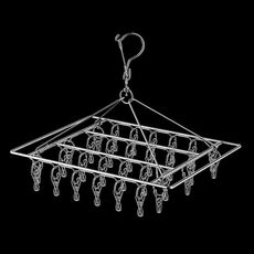 Appendino per calzini quadrati in acciaio inox, multifunzionale, antivento, stile: 35x27 cm, 30 clip