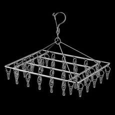 Appendino per asciugare i calzini quadrati in acciaio inox, multifunzionale, antivento, stile: 35x27cm, 40 clip