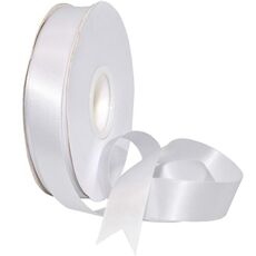 Nastro in poliestere da 2,5 cm x 91 m, per confezioni regalo, decorazioni per torte e matrimoni, colore: bianco 029