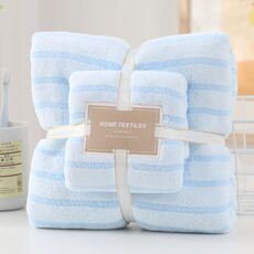 Telo da bagno in velluto corallo addensato, 2 pezzi/set, morbido assorbente, senza pelucchi, dimensioni: 70x140 cm+35x75 cm (blu)