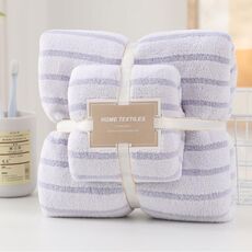 2 pezzi/set asciugamano da bagno in velluto corallo spesso asciugamano da spiaggia morbido assorbente senza pelucchi, dimensioni: 70x140 cm + 35x75 cm (viola)