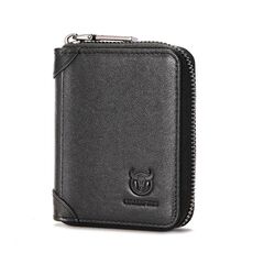 Portafoglio porta carte multi-slot in pelle bovina con cerniera e RFID antifurto BULL CAPTAIN (nero)