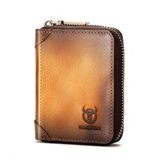 Portafoglio porta carte multi-slot in pelle bovina con cerniera e RFID antifurto BULL CAPTAIN (giallo)