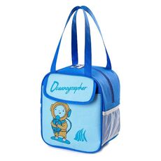 Borsa per il pranzo portatile Bento Box Custodia per il trasporto Borsa da picnic isolata con simpatici cartoni animati, colore: blu