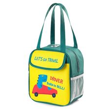Borsa per il pranzo portatile Bento Box Custodia per il trasporto Borsa da picnic isolata con simpatici cartoni animati, colore: verde