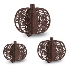 3 pezzi/set decorazione da tavolo per feste di Halloween a forma di zucca (marrone)