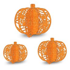 3 pezzi/set decorazione da tavolo per feste di Halloween a forma di zucca (arancione)