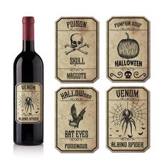 8 pezzi/set adesivi per etichette di vino di Halloween, forniture per feste, regalo divertente per vino