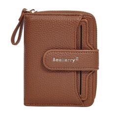 Portafoglio corto da donna con cerniera multi-slot per carte Baellerry N1915 modello Lychee (marrone)