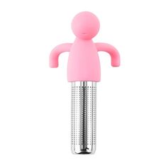 Colino da tè in acciaio inossidabile 304 per filtro da tè a forma di uomo (rosa)