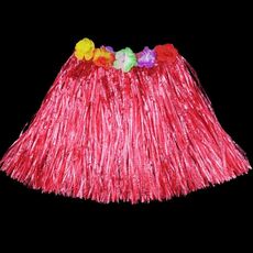 Costume da spettacolo di hula di Halloween da 30 cm, decorazione per feste hawaiane, colore: gonna di erba rossa