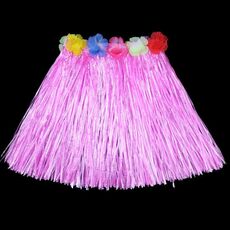 Costume da spettacolo di hula di Halloween da 30 cm, decorazione per feste hawaiane, colore: gonna di erba rosa