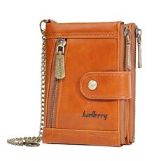 Baellerry D3261 Retro Multi-Slot per carte Portafoglio corto con doppia cerniera Portamonete (marrone chiaro)