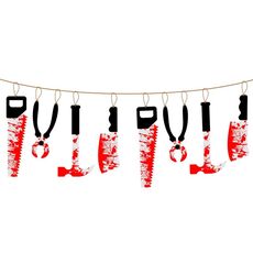 8 pezzi Halloween imitazione coltello di sangue ciondolo bandiera decorativa tenda porta casa stregata