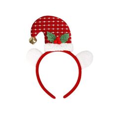Cerchietto natalizio con cartoni animati 3D, decorazioni per feste di Natale, colore: plaid rosso bianco
