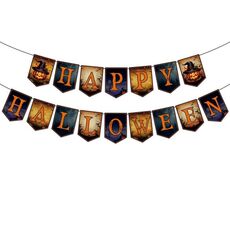 Adesivi murali per decorazioni di Halloween, pendenti appesi, striscioni horror per feste, stile: bandiere con alfabeto