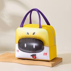 Borsa per il pranzo con motivo a cartoni animati 3D, grande capacità, borsa isolante portatile (giallo)