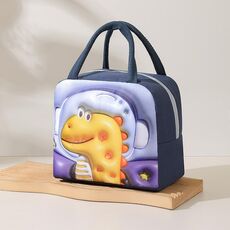 Borsa per il pranzo con motivo a cartoni animati 3D, grande capacità, borsa isolante portatile (blu navy)
