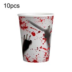 10 pezzi di stoviglie monouso per impronte di sangue di Halloween, decorazione per feste horror, stile: bicchieri di carta